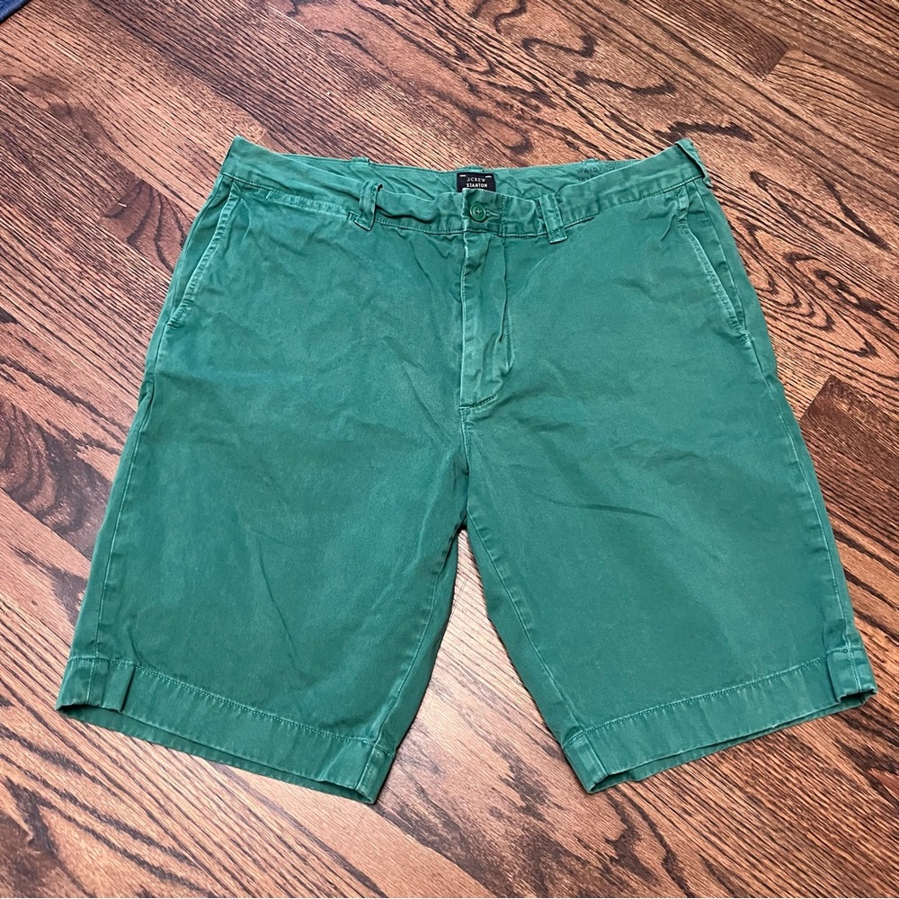 J. Crew Men's Classic Stanton Shorts 11” inseam Dark Green‎ Sz 35” Cotton Twill